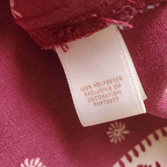 𝅺Lauren Conrad LC medium burgundy cream paisley print midi dress - Picture 5 of 12